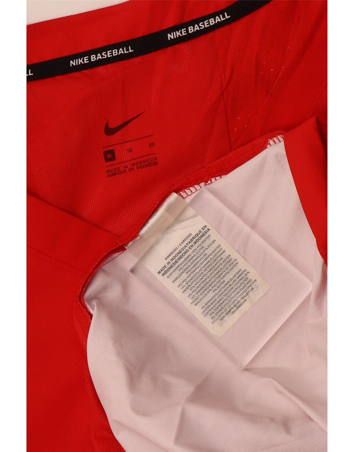 Nike - Camiseta de béisbol para hombre, manga 3/4, XL, poliéster rojo