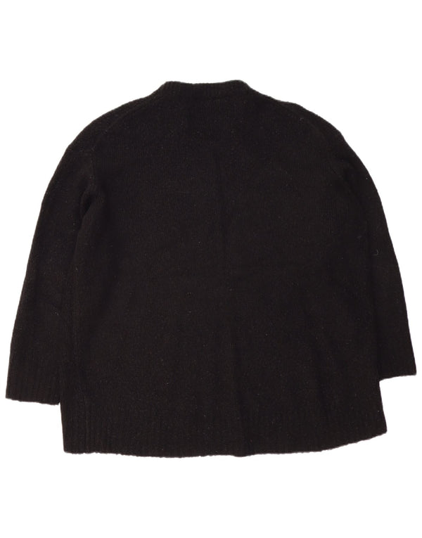 Zara Suéter De Cuello Redondo De Gran Tamaño para Mujer UK 14 Medium Negro Acrílico