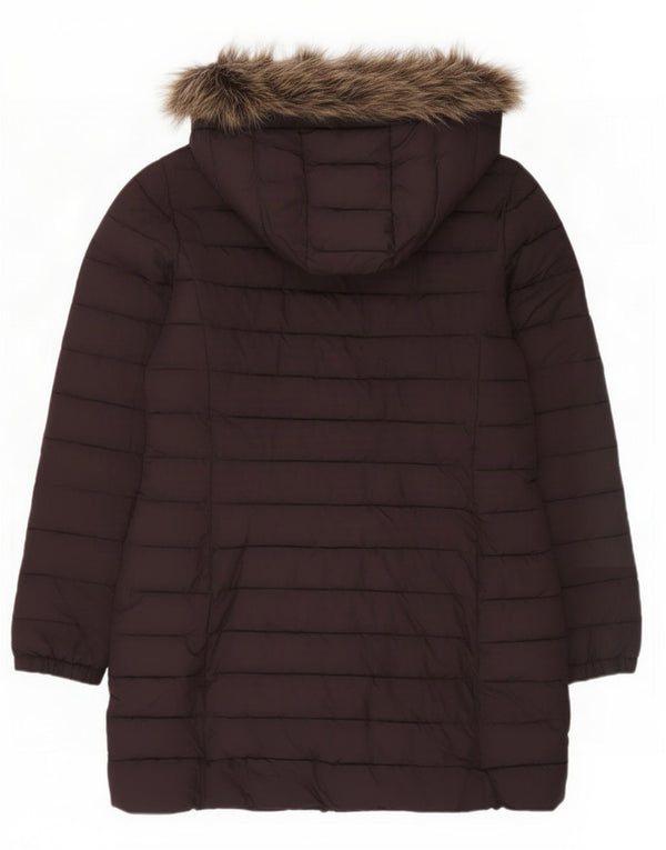 Superdry Abrigo acolchado con capucha para mujer UK 42 Poliéster burdeos medio