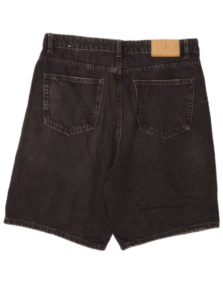 Zara Pantalones cortos de mezclilla para hombre EU 42 Large W32 Algodón gris