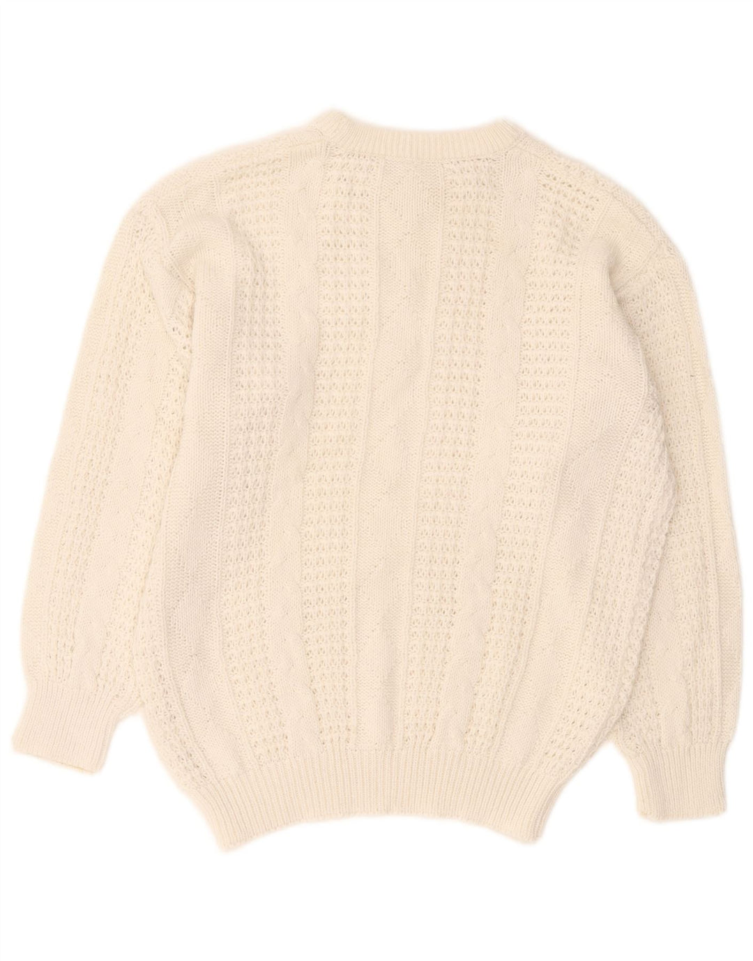 VINTAGE Mujer Oversize Crew Neck Jumper Suéter Reino Unido 10/12 Medio Blanco