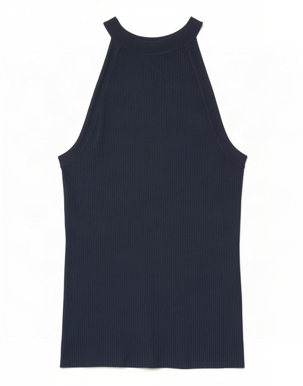 Zara Mujer Halter Top UK 8 Small Azul Marino Viscosa