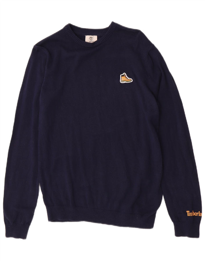 Timberland Jersey con cuello redondo para niño, 15-16 años, talla mediana, azul marino