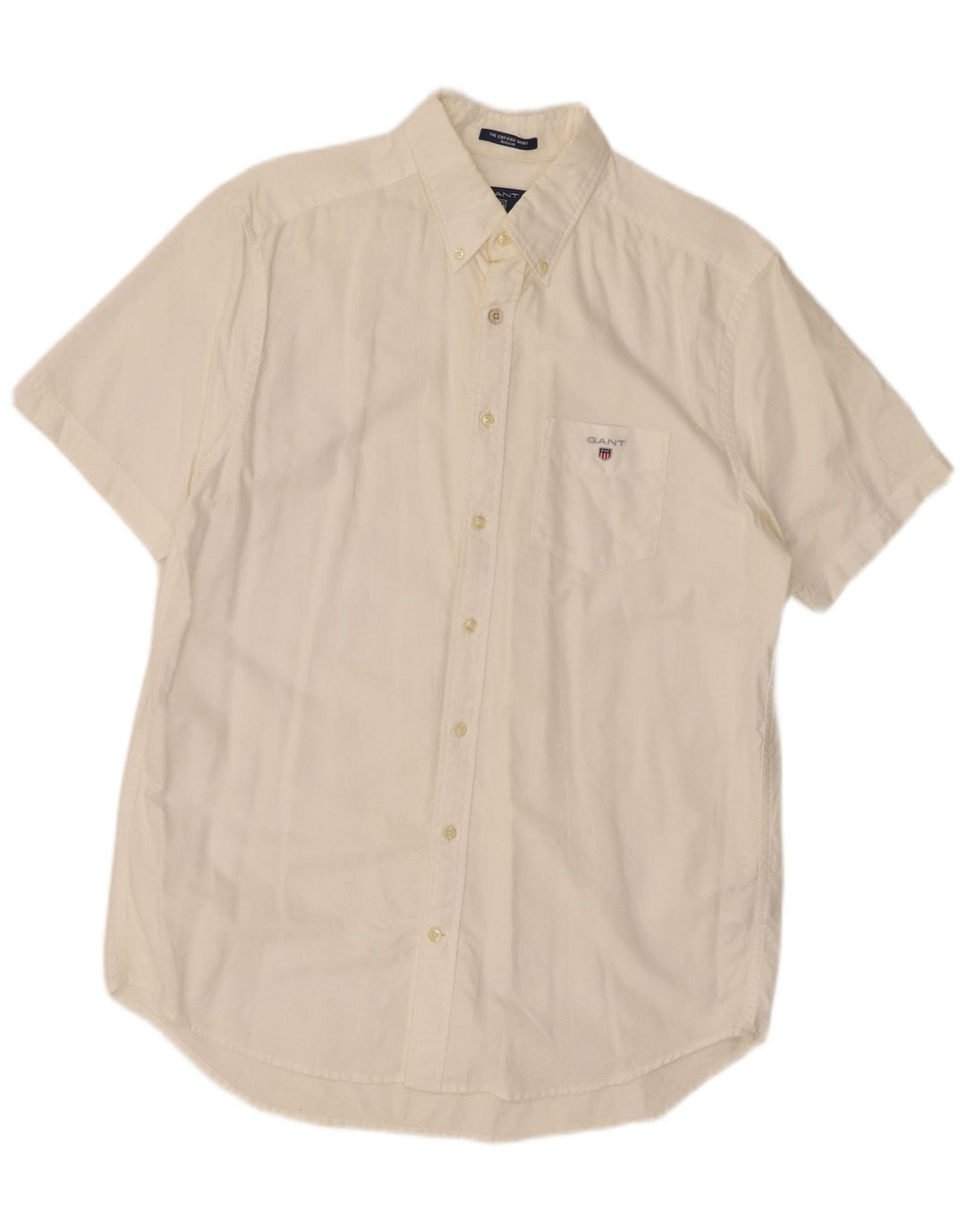 Gant Camisa de manga corta para hombre, ajuste regular, talla 39/40 15 3/4, mediana, blanca
