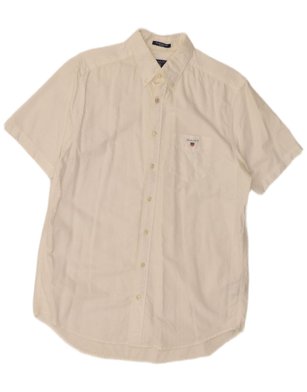 Gant Camisa de manga corta para hombre, ajuste regular, talla 39/40 15 3/4, mediana, blanca