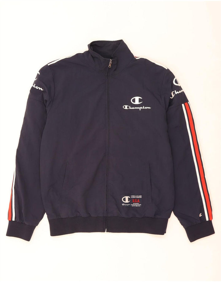 CHAMPION Chaqueta superior de chándal con gráfico para hombre Azul marino mediano