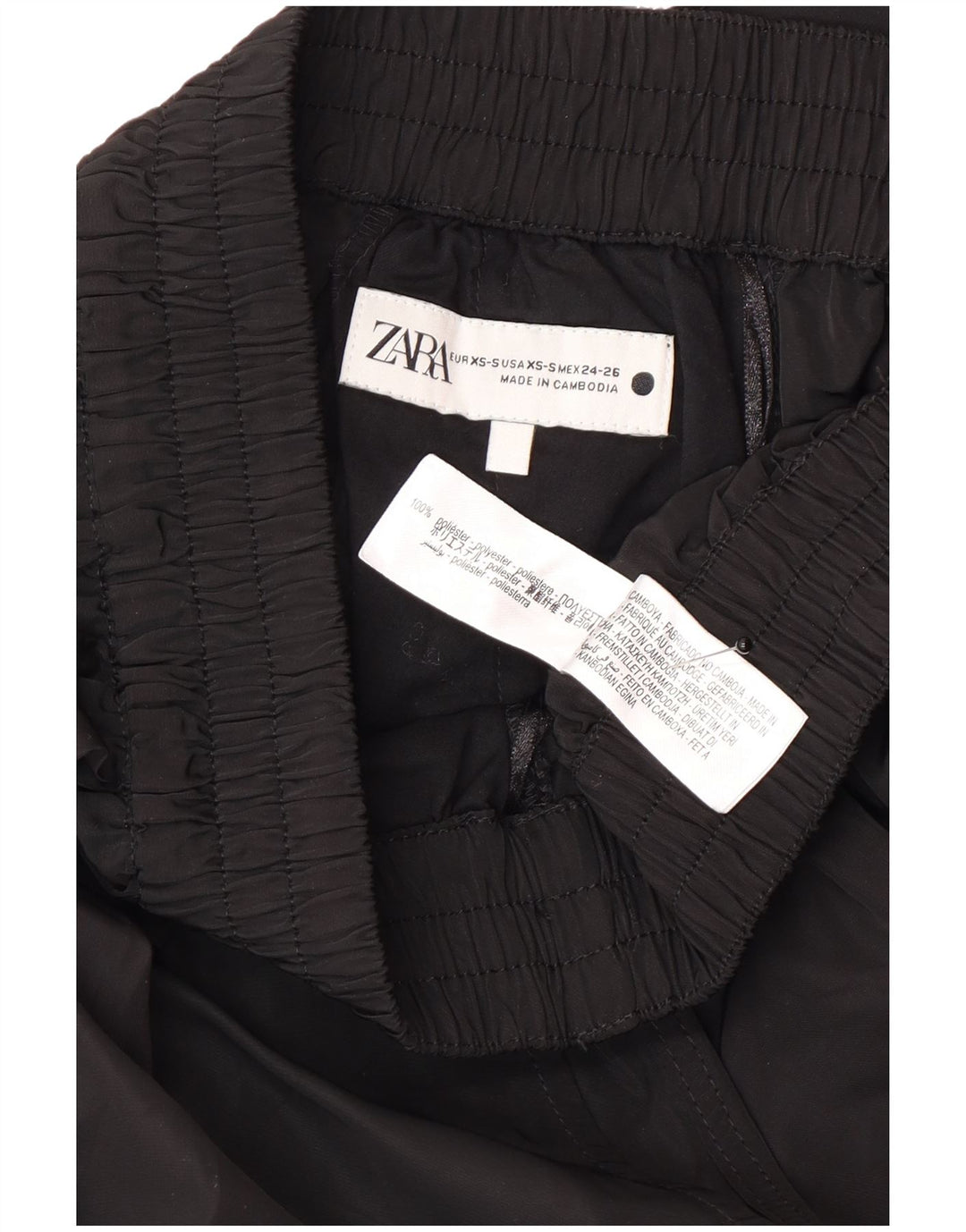 Zara Mujer Falda Acampanada XS W30 Negro Poliéster