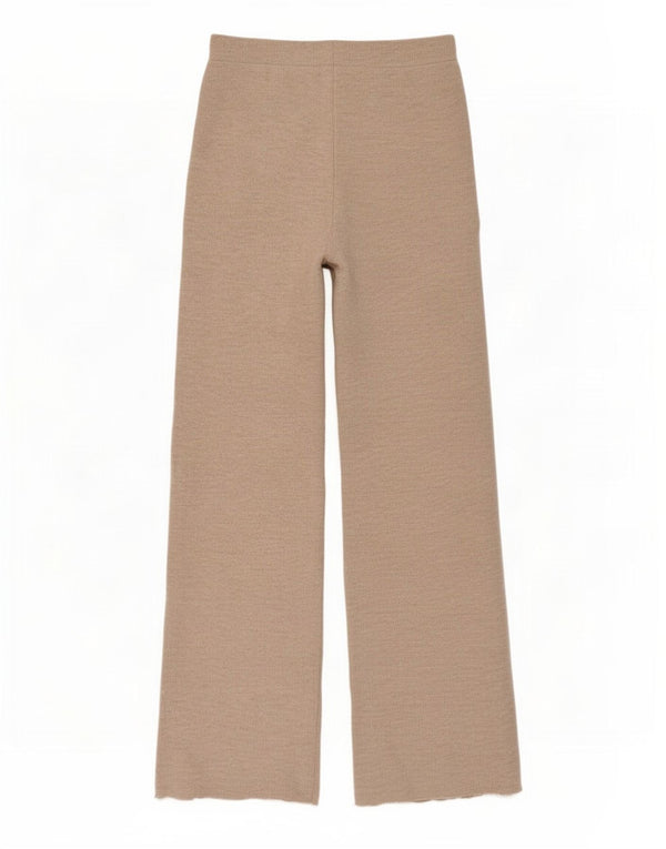 Zara Mujer Pantalones De Chándal De Pierna Ancha UK 8 Small Beige Poliéster Moteado