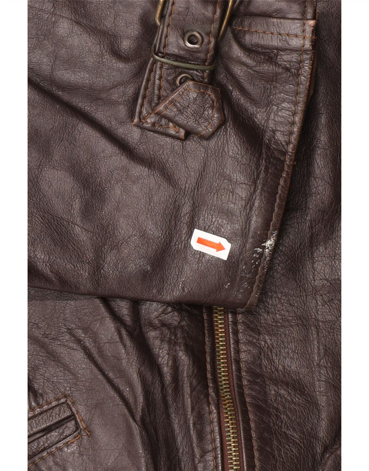 VINTAGE Chaqueta de cuero para hombre Reino Unido 42 XL Cuero marrón