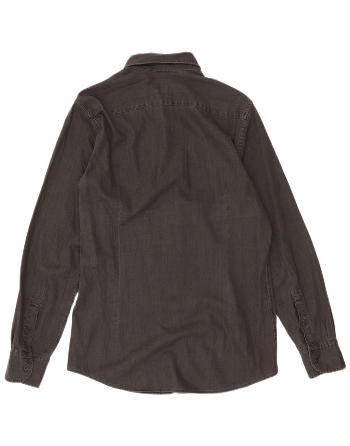 MASSIMO DUTTI Mens Shirt Medium Grey Cotton