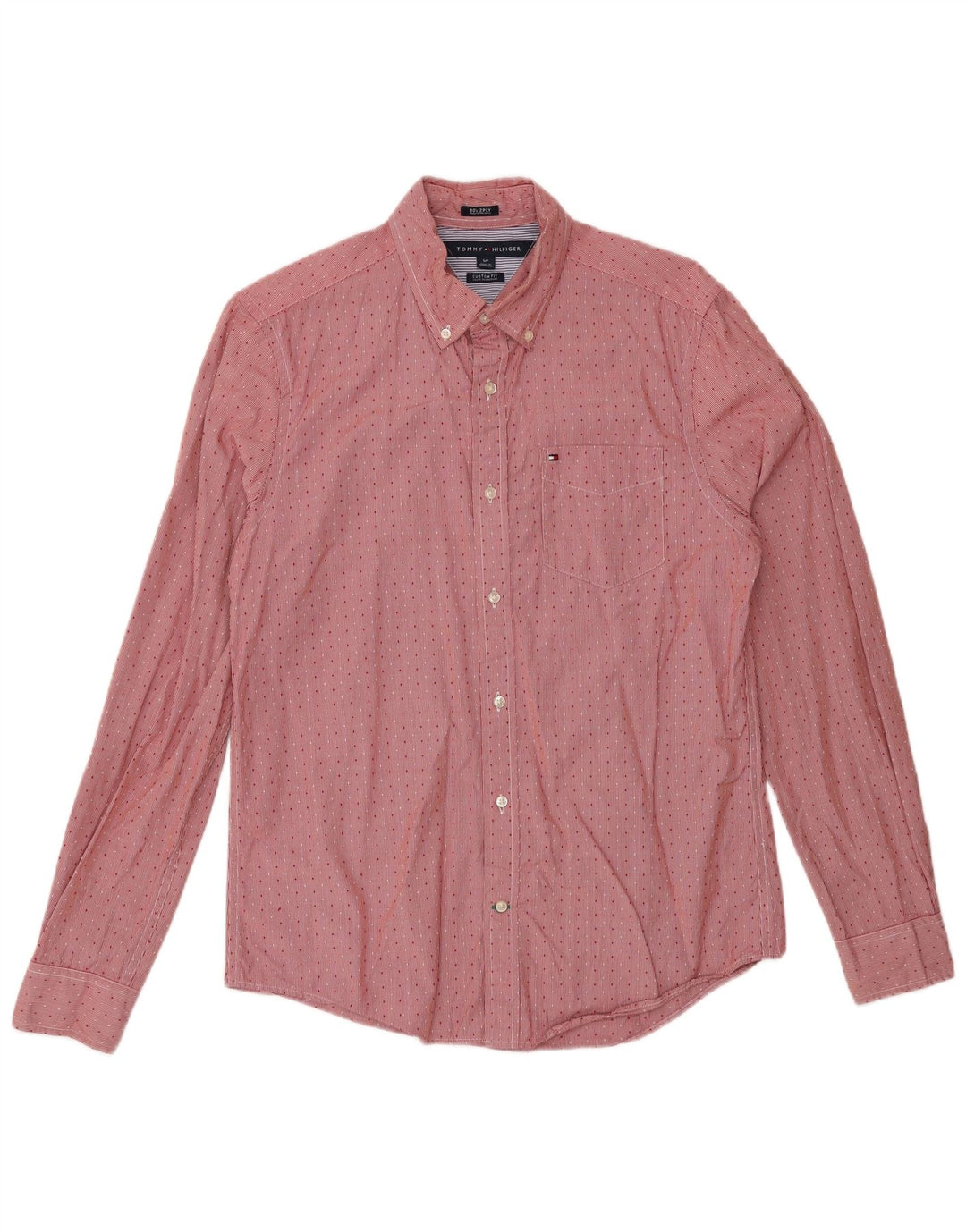 Camisa Tommy Hilfiger de corte personalizado para hombre de algodón con lunares rojos pequeños