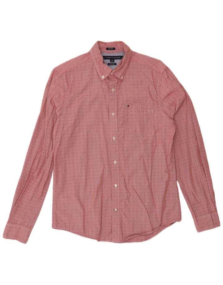 Camisa Tommy Hilfiger de corte personalizado para hombre de algodón con lunares rojos pequeños