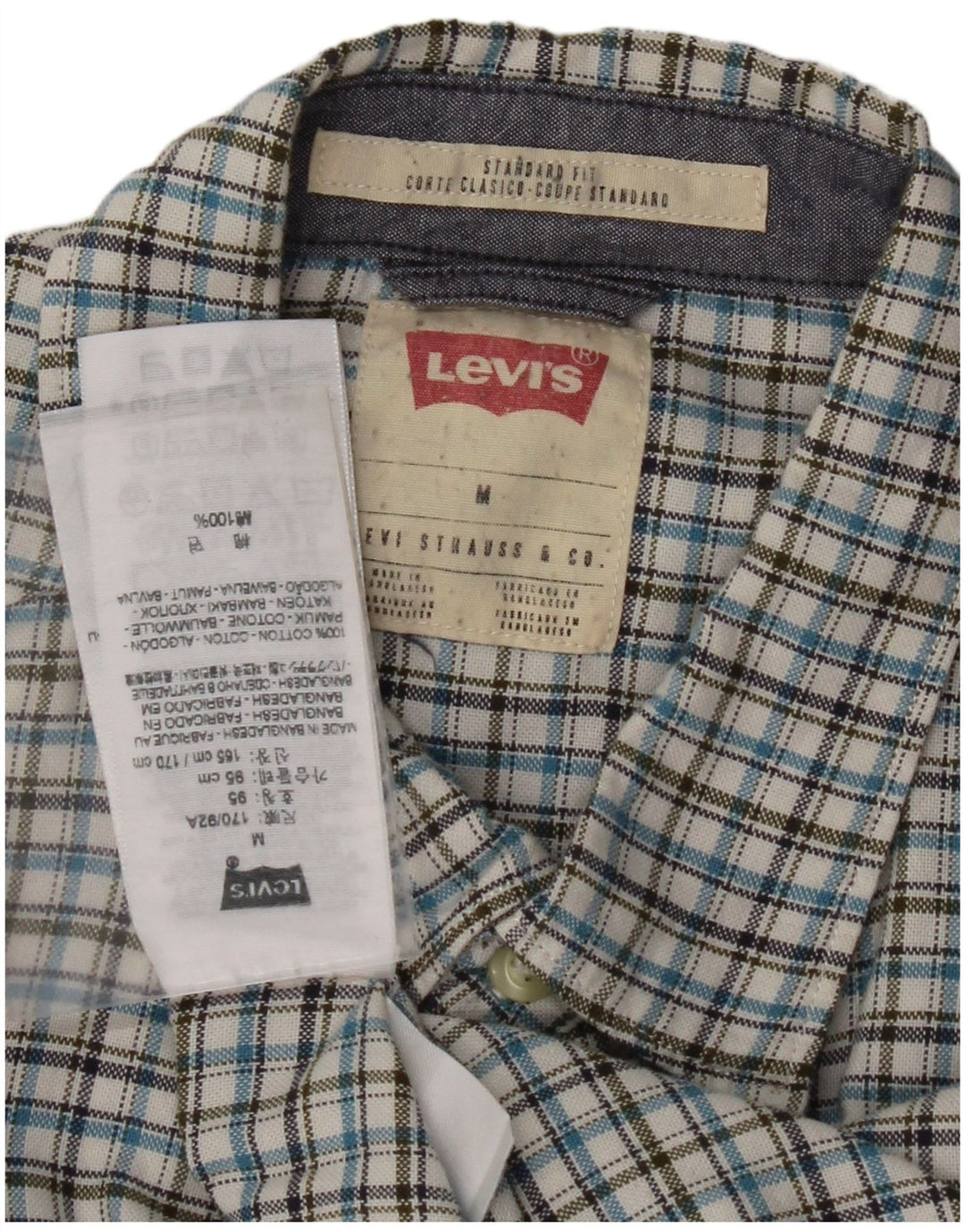 LEVI'S Camisa Coupe estándar de corte estándar para hombre, algodón a cuadros azul medio