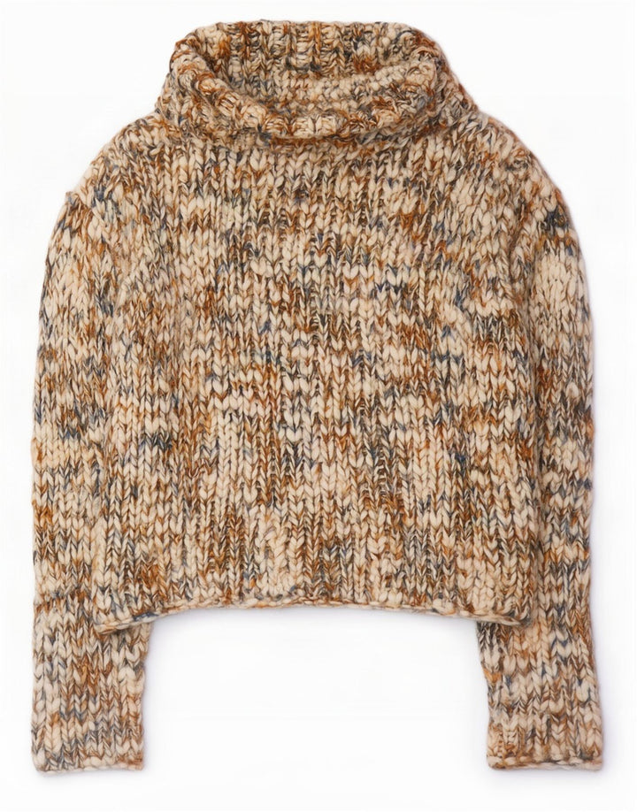 Suéter tipo jersey con cuello vuelto para mujer dividido EU 36 Pequeño multicolor moteado