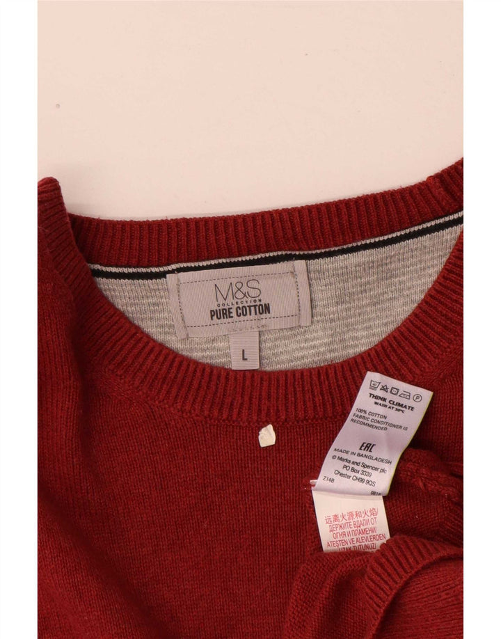 Marks & Spencer Jersey con cuello barco para hombre, talla grande, algodón rojo
