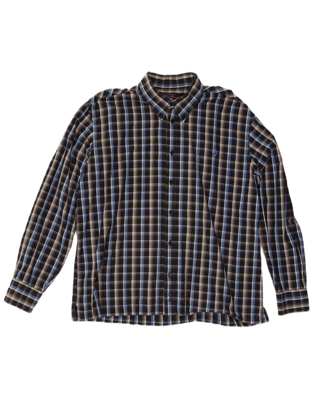 Ben Sherman Camisa para hombre 2XL Algodón a cuadros negros
