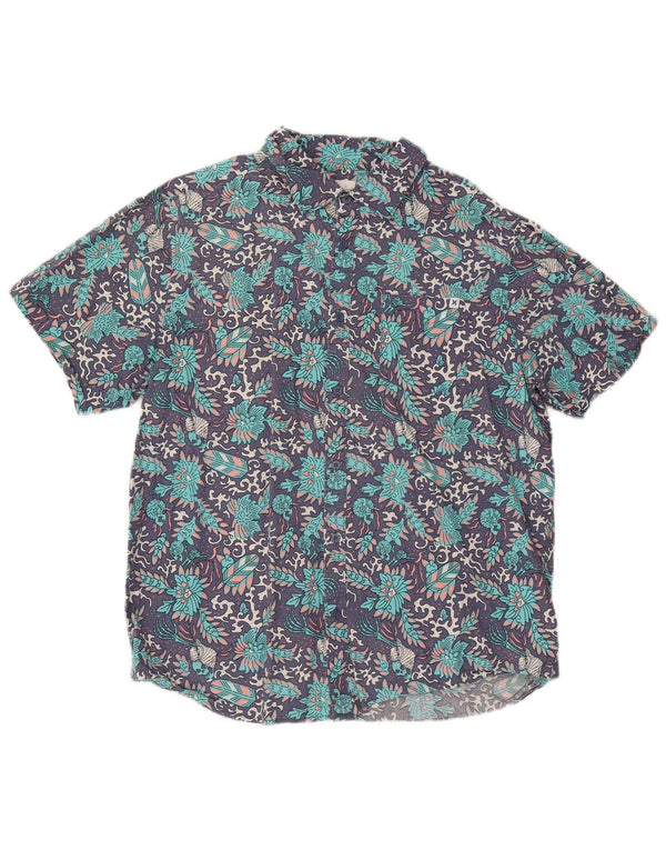 Hurley Camisa De Manga Corta Para Hombre De Algodón Floral Azul Grande