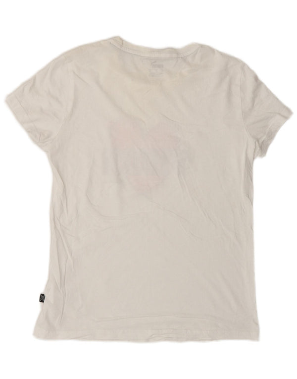 Puma Camiseta gráfica para mujer Top UK 10 Small White Cotton