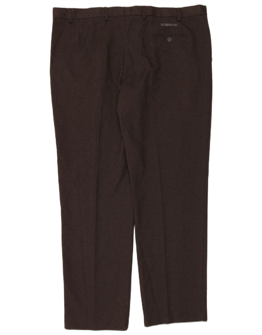 Marks & Spencer Pantalón de traje de corte regular para hombre W44 L33 Poliéster marrón