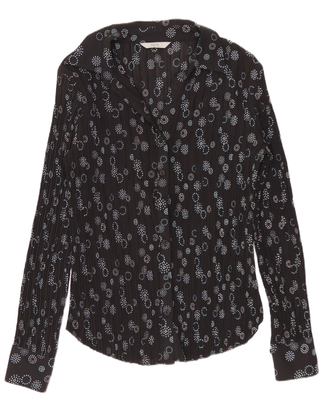 Marks & Spencer Blusa para mujer UK 8 Small Negro Geométrico Poliéster