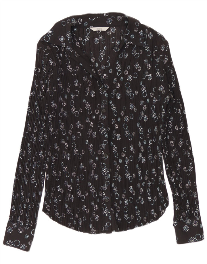 Marks & Spencer Blusa para mujer UK 8 Small Negro Geométrico Poliéster
