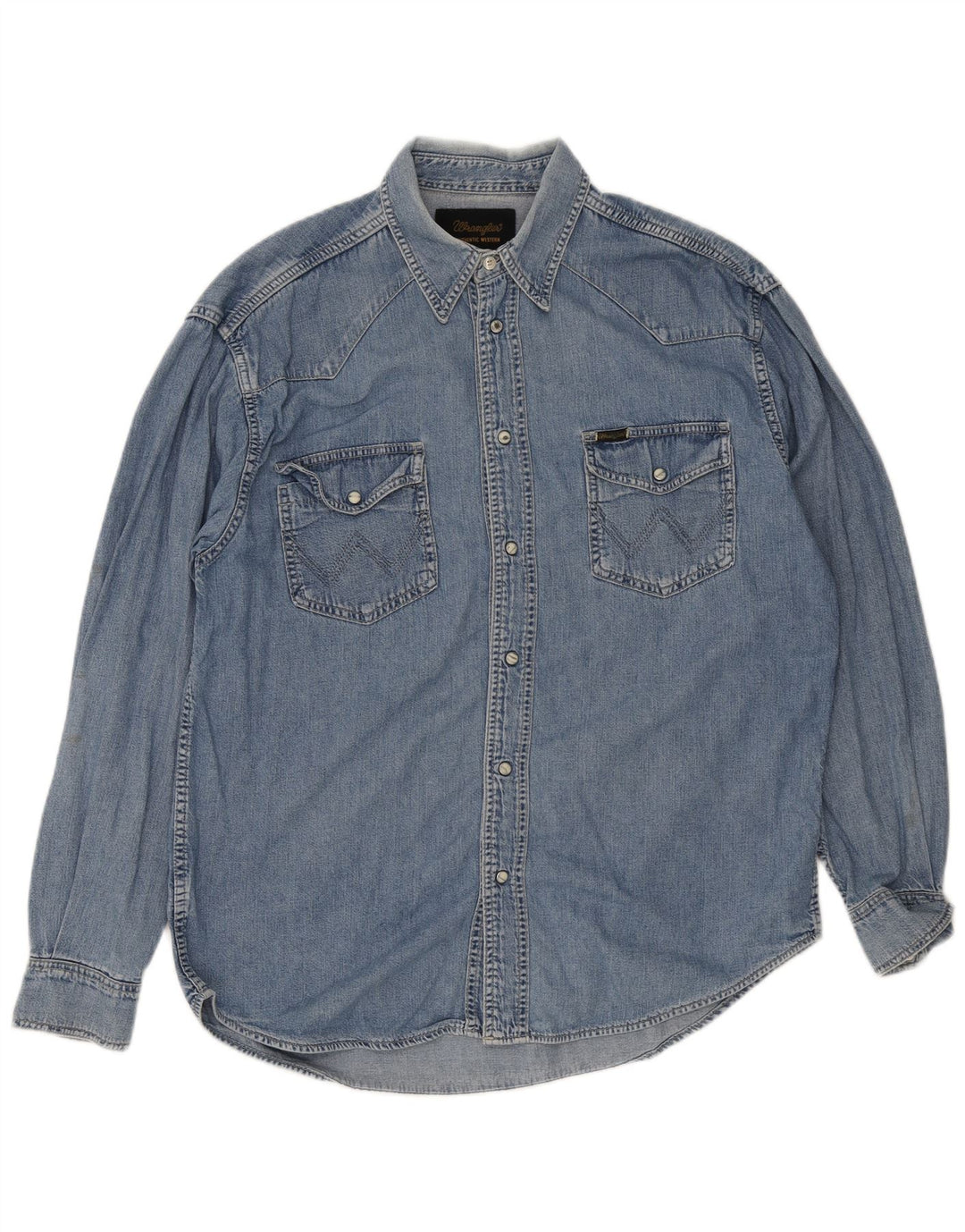 Wrangler Camisa Vaquera Occidental Para Hombre Algodón Azul Grande