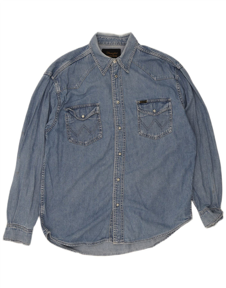 Wrangler Camisa Vaquera Occidental Para Hombre Algodón Azul Grande