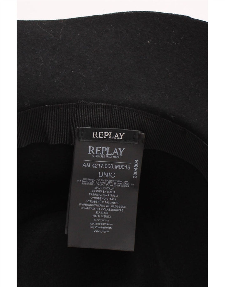 Replay Sombrero Fedora para Mujer Talla única Lana Negra clásica