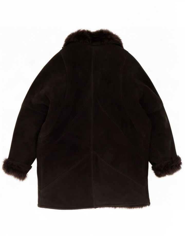 Chaqueta de piel de oveja vintage para mujer IT 48 XL Negro