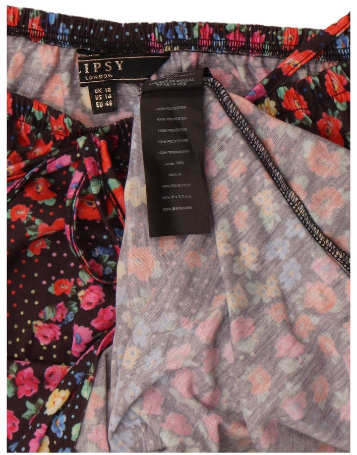 Vestido largo Lipsy para mujer ES 40 Pequeño Poliéster floral negro