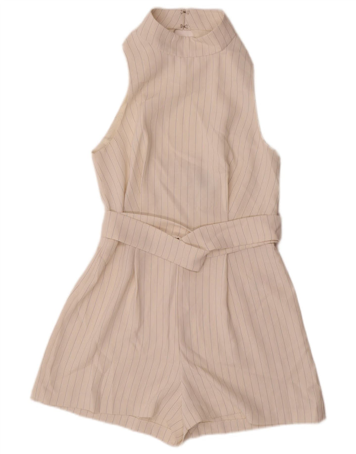 TOPSHOP Mono corto sin mangas para mujer UK 8 Pequeño Poliéster a rayas blancas