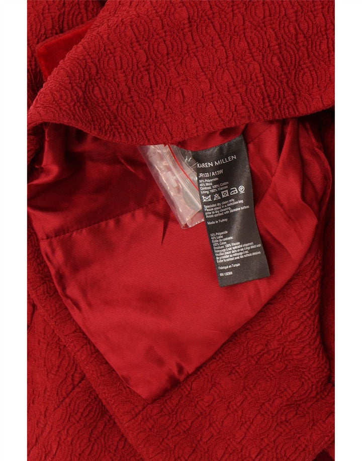 Karen Millen Chaqueta tipo blazer corta para mujer UK 12 Mediana Borgoña Poliamida