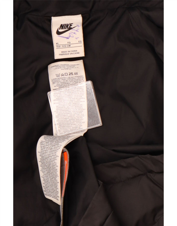 NIKE Chaqueta acolchada con capucha para niños 13-14 años XL Negro Poliéster color block