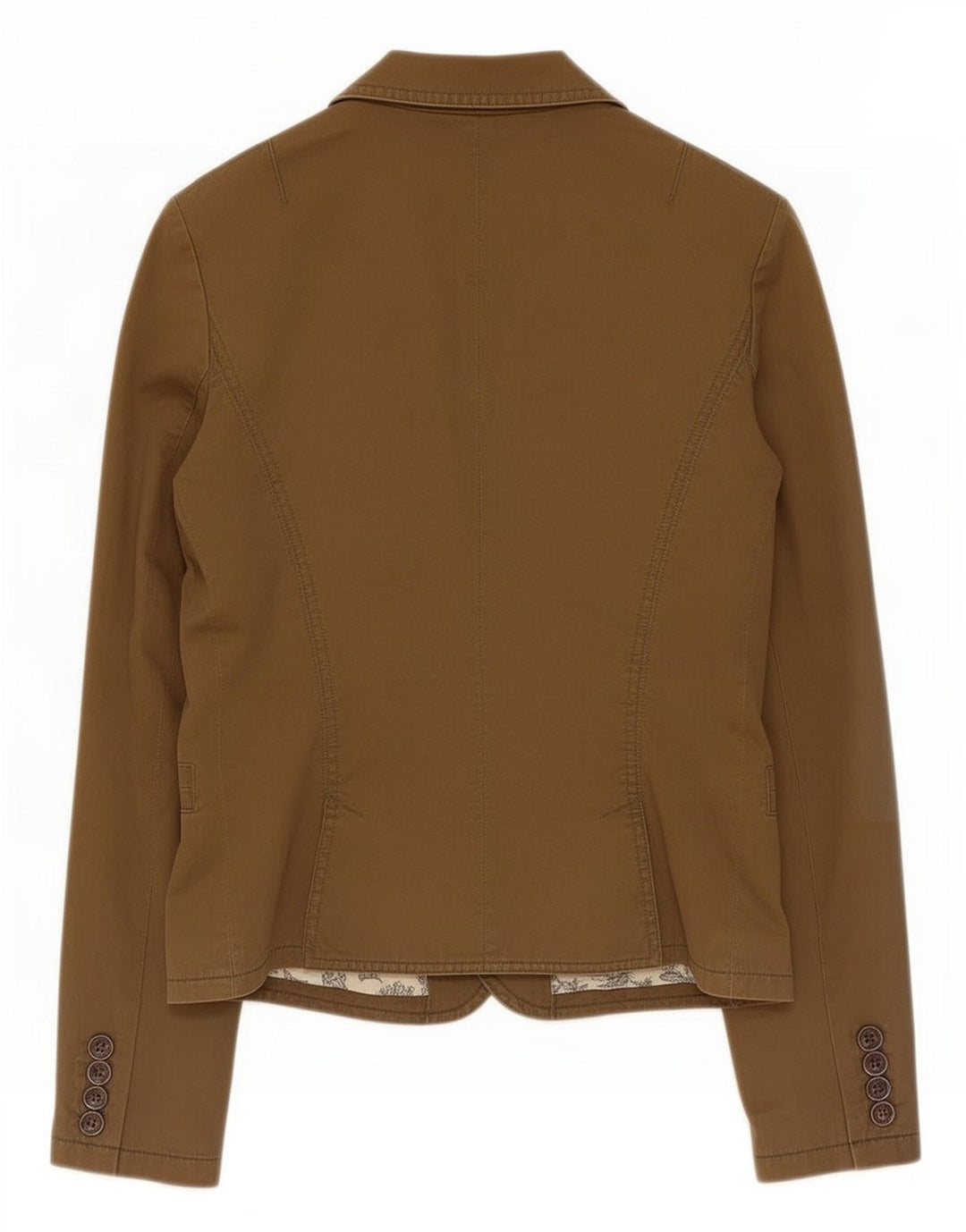 Zara Chaqueta Blazer De 2 Botones para Mujer Reino Unido 12 Algodón Caqui Mediano