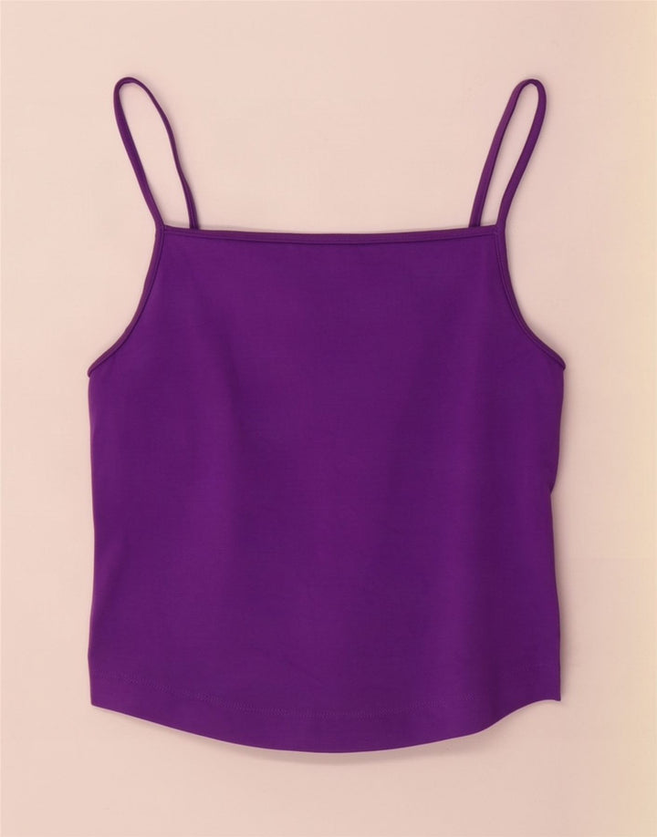 Zara Mujer Cami Top UK 44 Grande Algodón Púrpura
