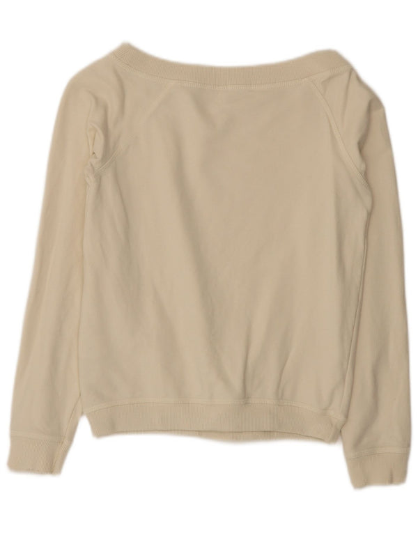 Benetton Sudadera Corta Mujer UK 40 Small Algodón Beige