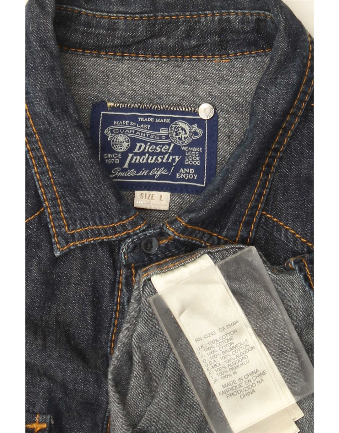 Diesel Camisa Vaquera Para Hombre Grande Algodón Azul Marino