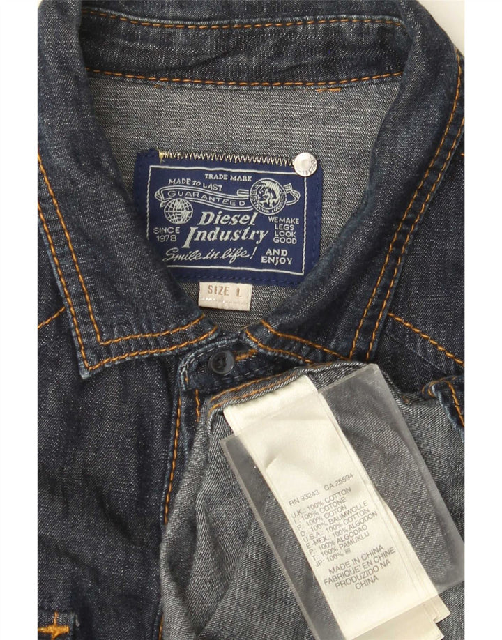 Diesel Camisa Vaquera Para Hombre Grande Algodón Azul Marino