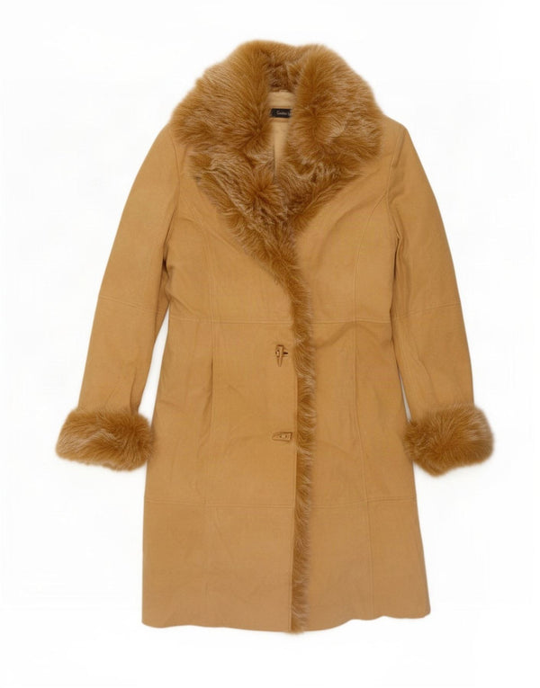 Vintage mujer ante abrigo EU 38 cuero beige medio