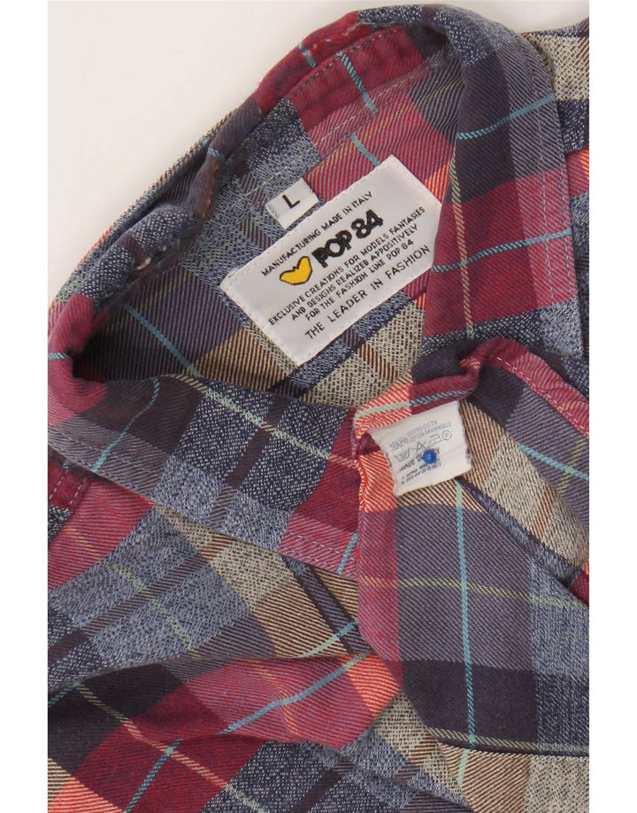POP 84 Camisa de franela para hombre, tamaño grande, algodón a cuadros multicolores
