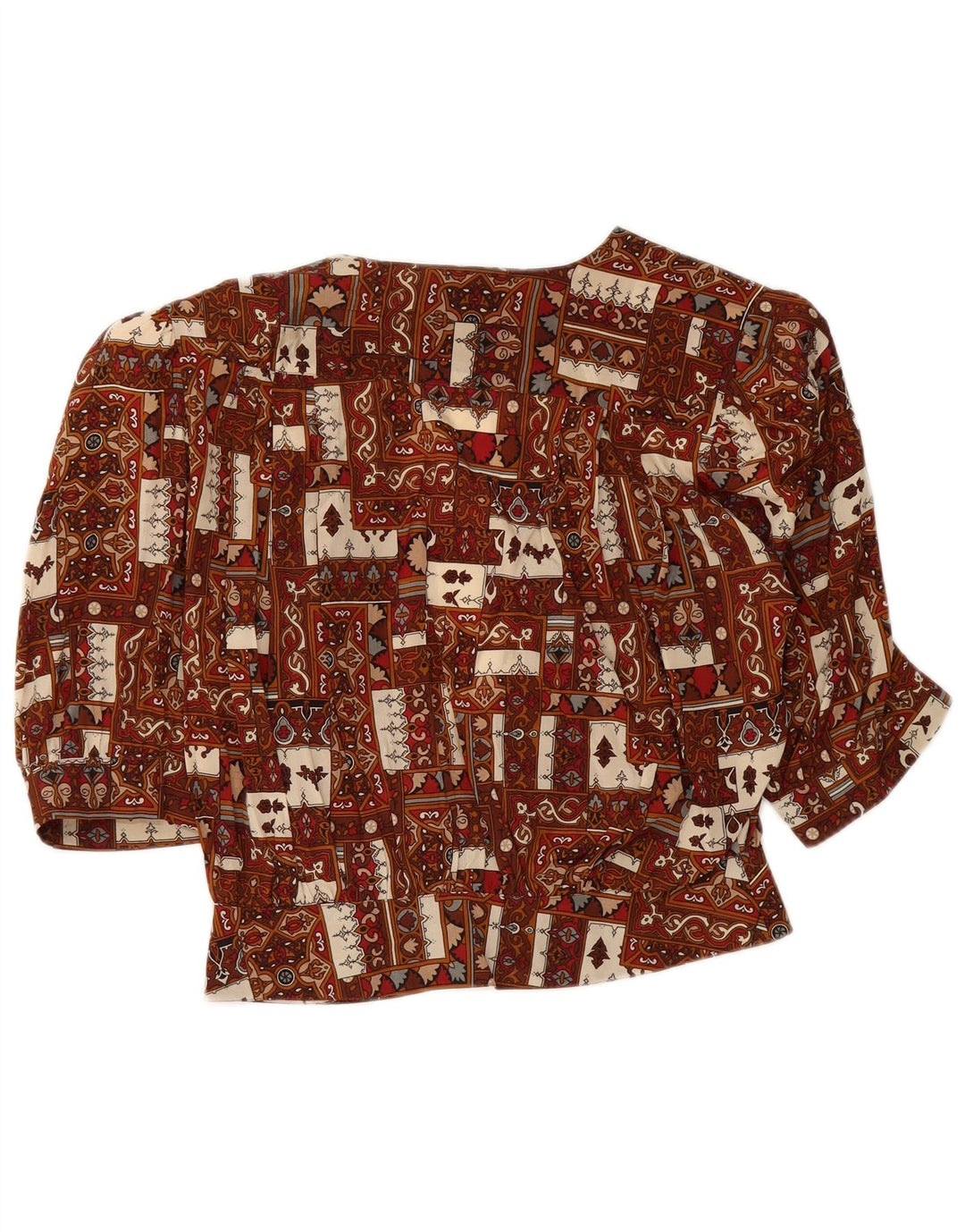 VINTAGE Blusa holgada para mujer IT 44 Patchwork marrón medio