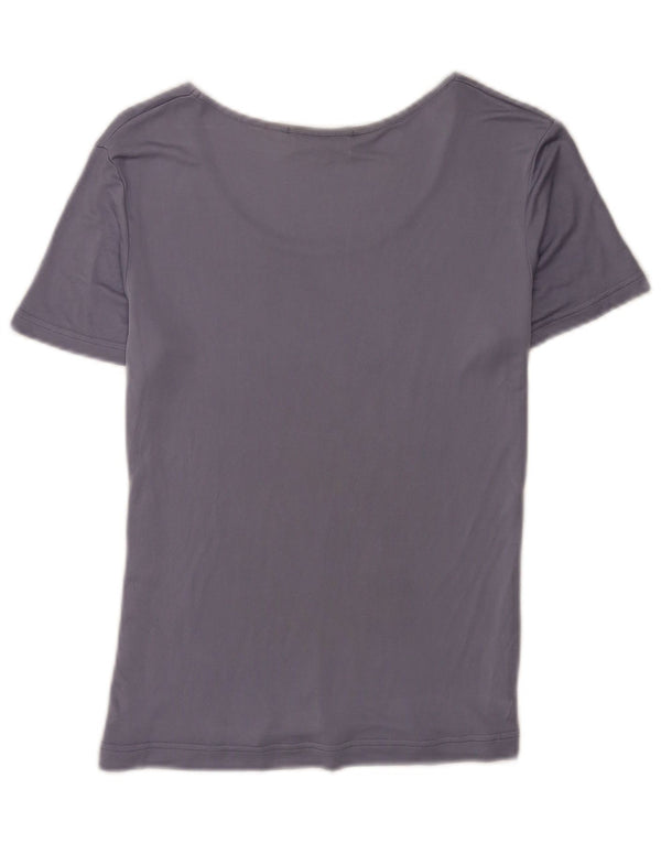 Luisa Spagnoli Womens T-Shirt Top UK 12 Medium Blue Silk