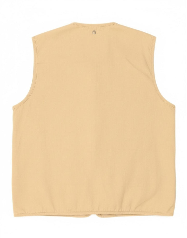 VINTAGE Womens Utility Gilet UK 44 2XL Beige Polyester