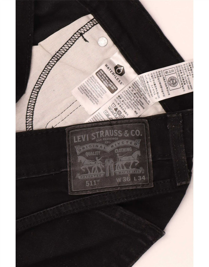 Levi's Hombre 511 Slim Jeans W36 L34 Algodón Negro