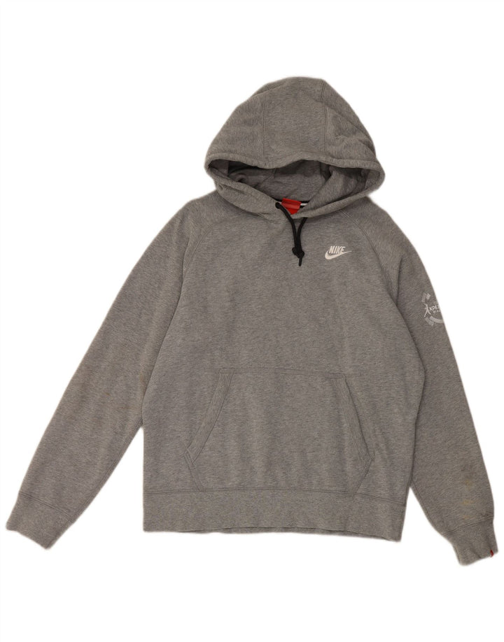 Nike Jersey con capucha y estampado gráfico de algodón moteado en gris medio