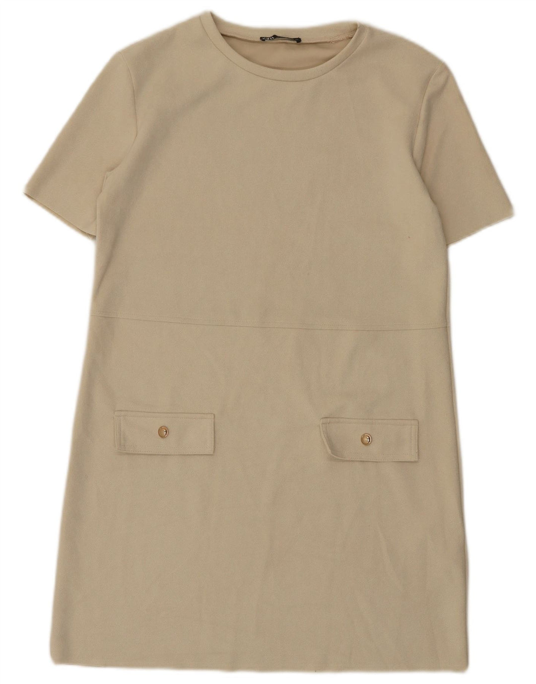 Zara Vestido recto para mujer UK 44 Medio Off White Poliéster