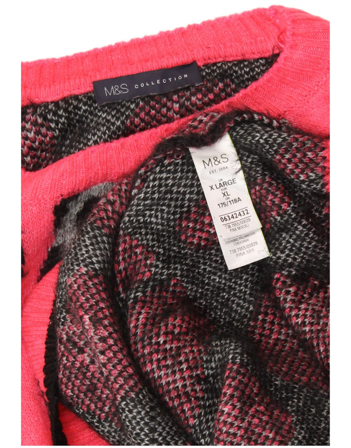 MARKS & SPENCER Suéter tipo jersey con cuello redondo para mujer UK 40 XL Estampado animal rosa