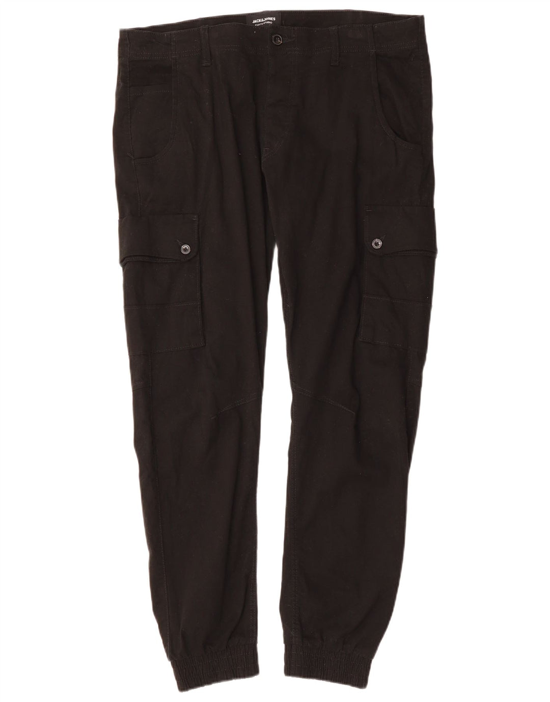JACK & JONES Pantalones cargo tipo joggers cónicos para hombre W36 L29 Algodón negro
