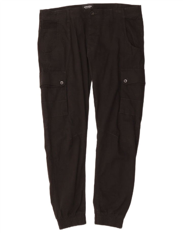 JACK & JONES Pantalones cargo tipo joggers cónicos para hombre W36 L29 Algodón negro