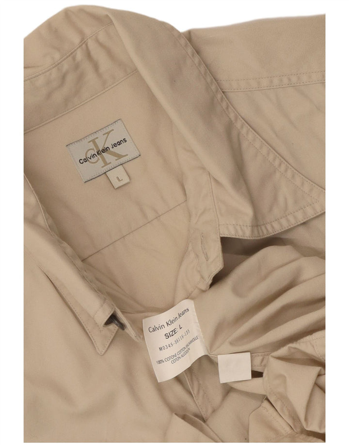 CALVIN KLEIN JEANS Camisa Hombre Grande Beige Algodón
